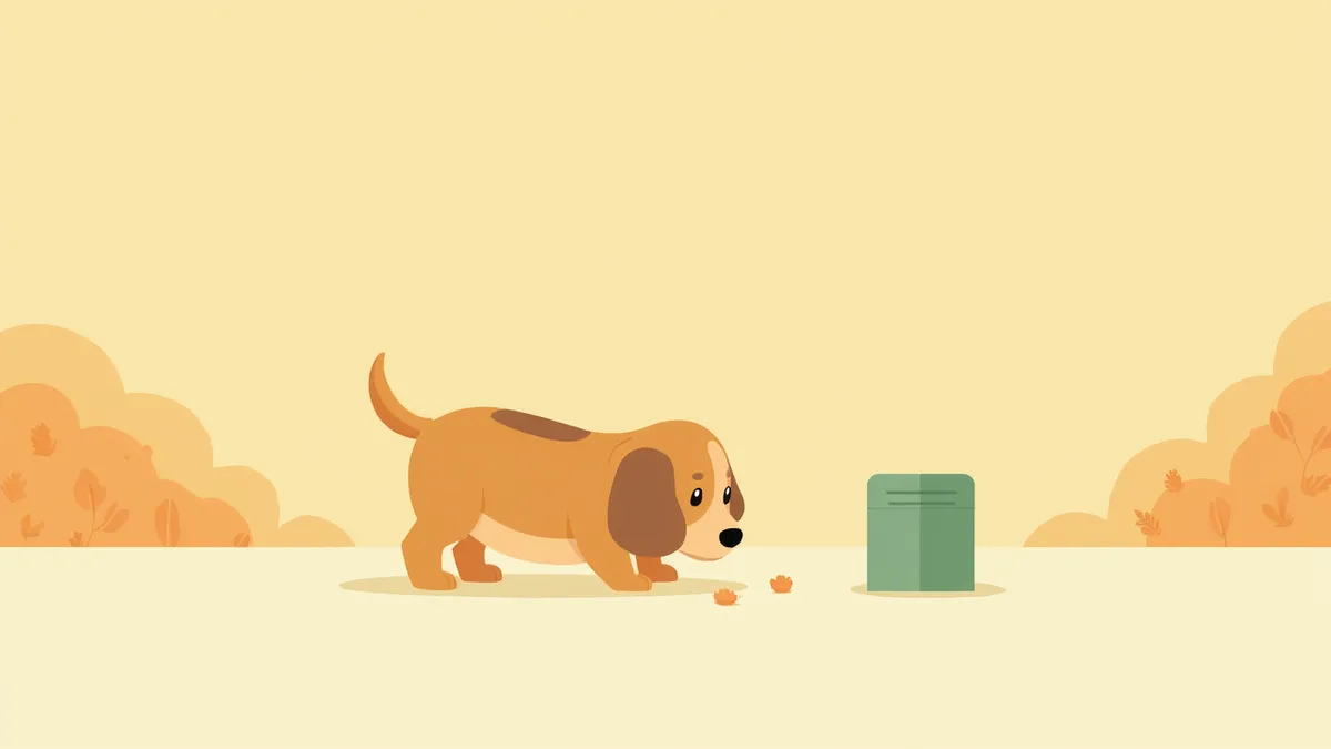 마당에 놓인 쥐약 근처를 호기심 있게 탐색하는 강아지