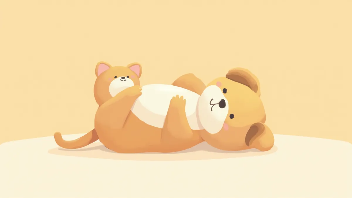 배가 볼록한 새끼 강아지의 모습