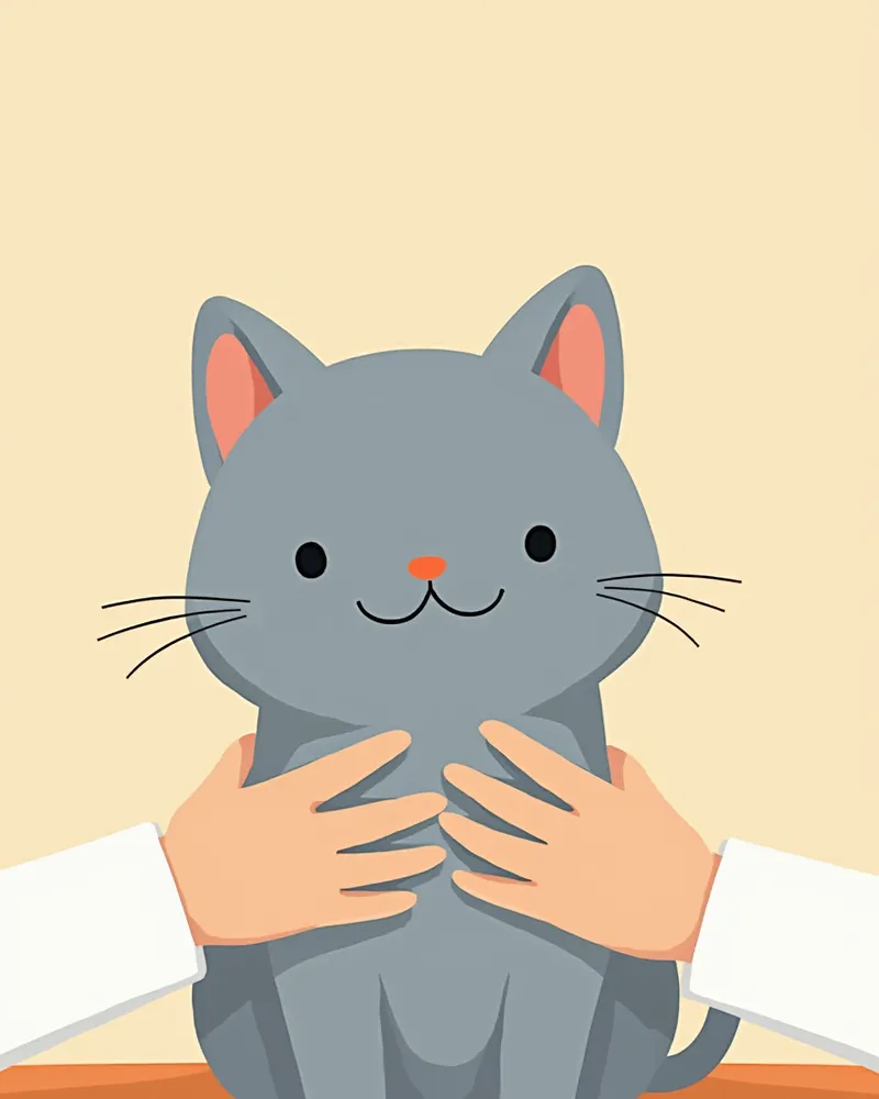 수의사에게 검진받는 러시안블루