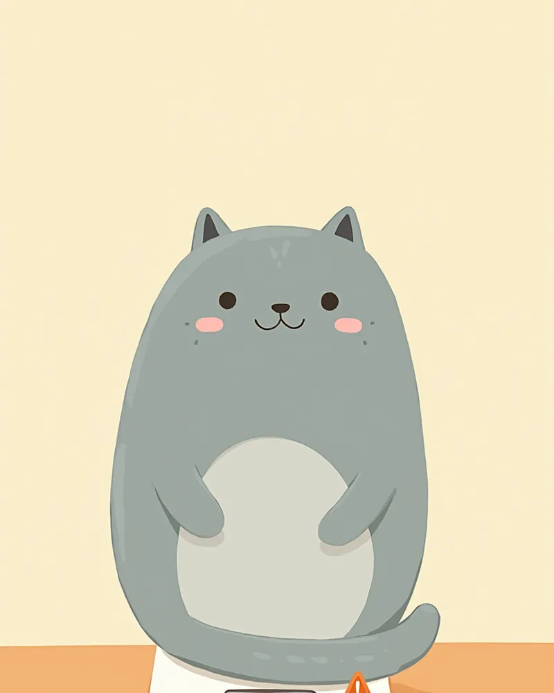 체중계 위의 러시안블루 고양이