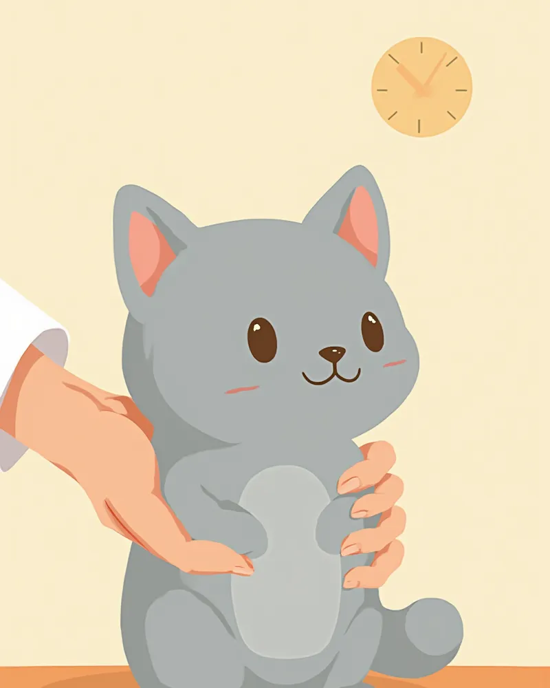 러시안블루의 갈비뼈를 촉진하는 모습