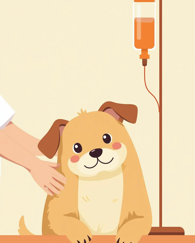 동물병원에서 수액 치료를 받는 강아지