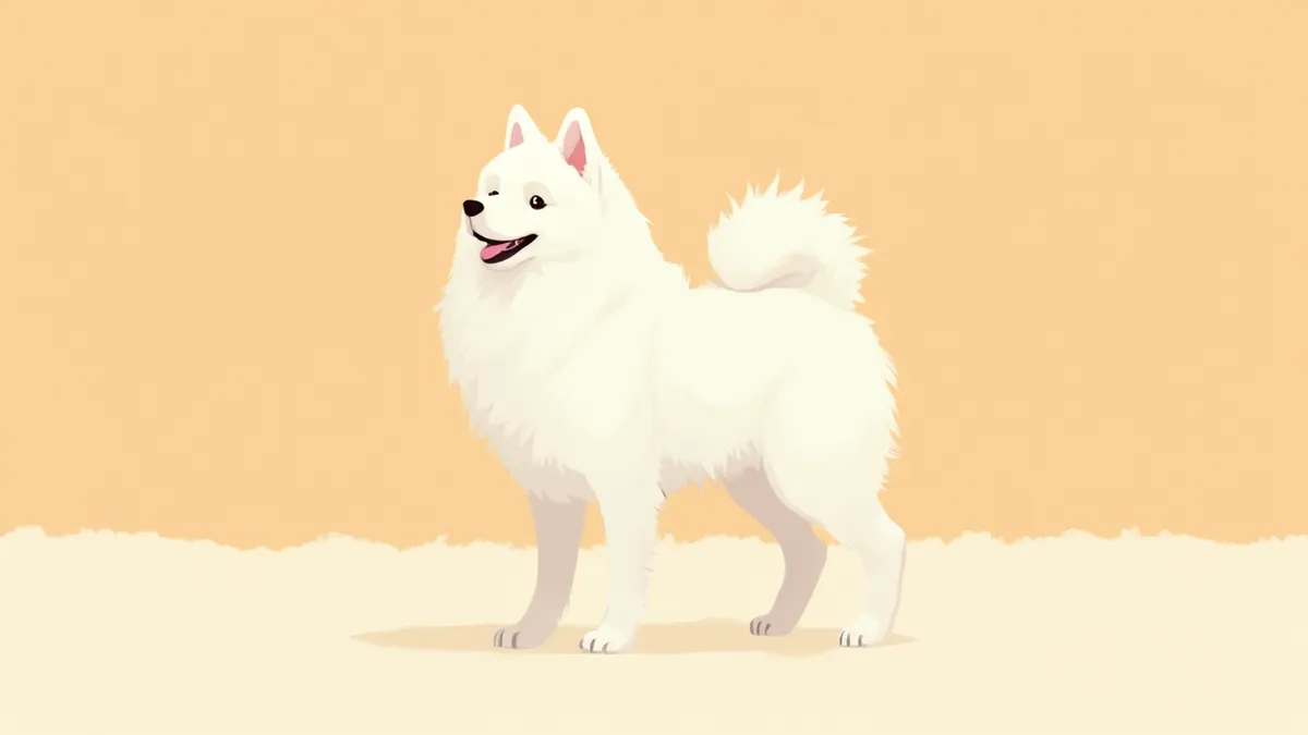 풍성한 하얀 이중모를 가진 건강한 사모예드