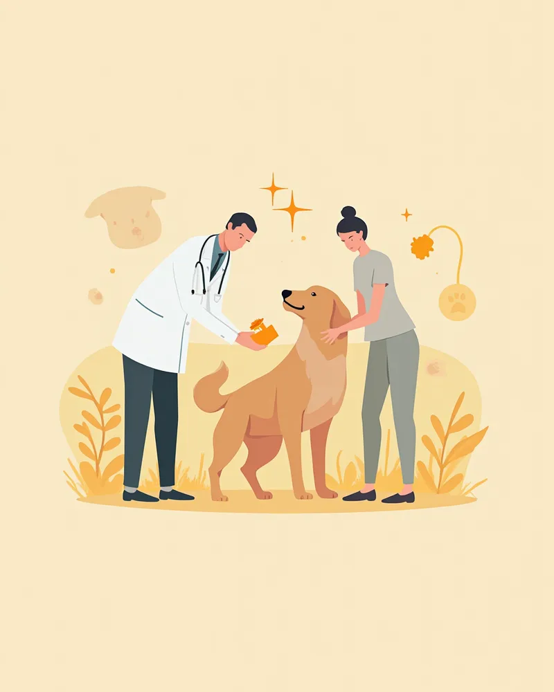 강아지 목 뒤에 바르는 구충제를 투여하는 모습