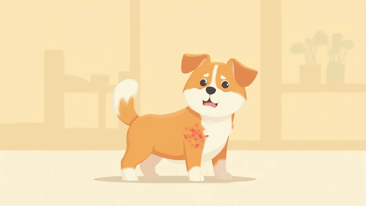 가려움증으로 피부를 긁는 강아지와 걱정스럽게 지켜보는 보호자