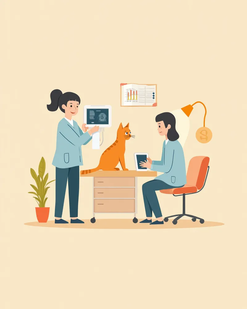 초음파 검사를 받는 성묘 스코티시폴드