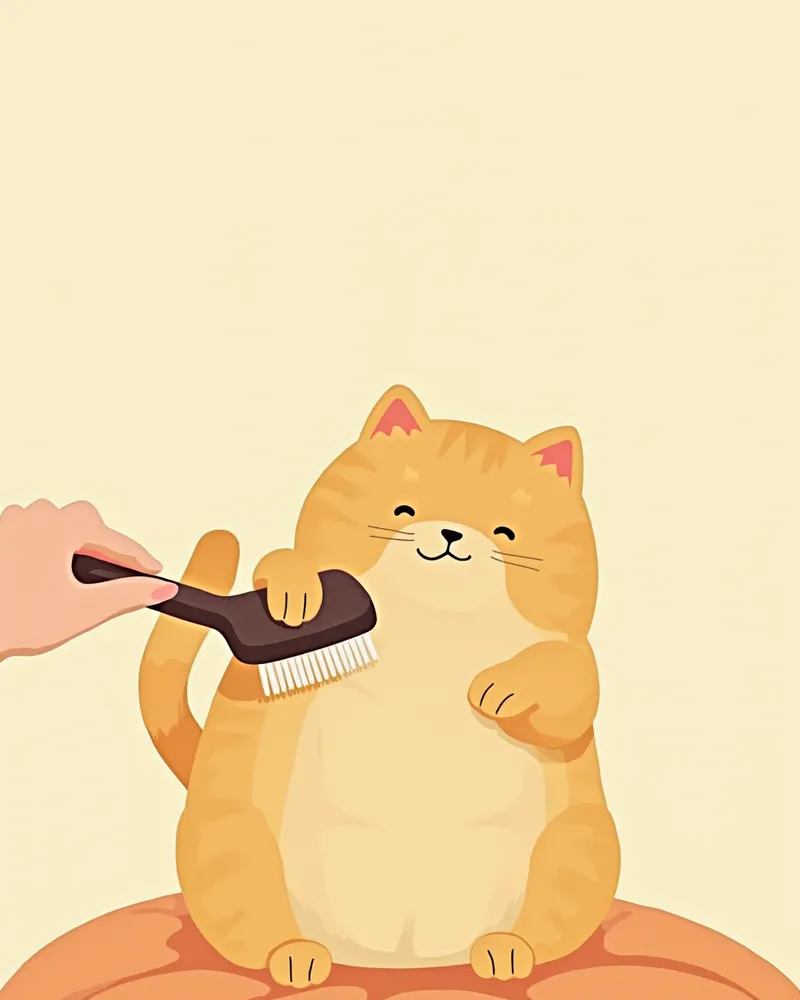 슬리커 브러시로 스코티시폴드를 빗질하는 모습