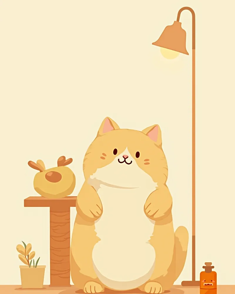 낮은 캣타워가 있는 안전한 실내 환경의 스코티시 폴드 일러스트