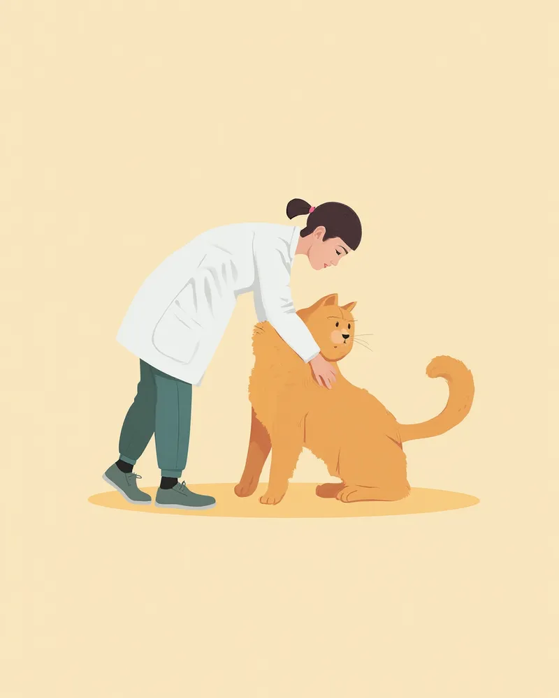 수의사가 스코티시폴드 뒷다리를 진찰하는 모습