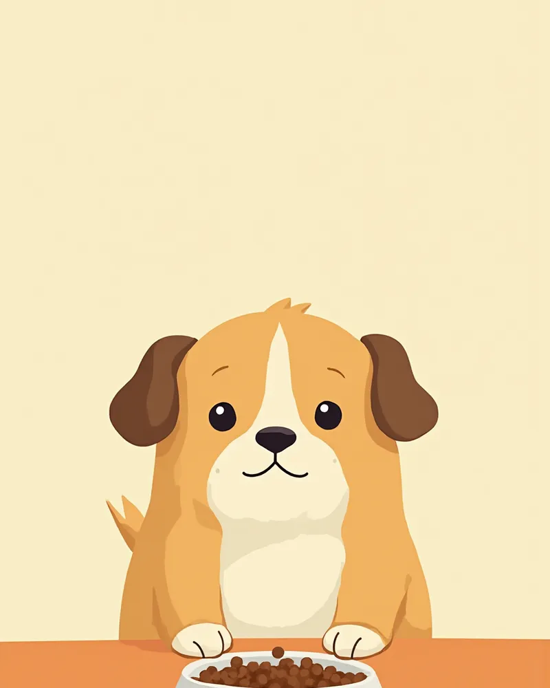 사료 그릇 앞에서 식욕이 떨어진 강아지