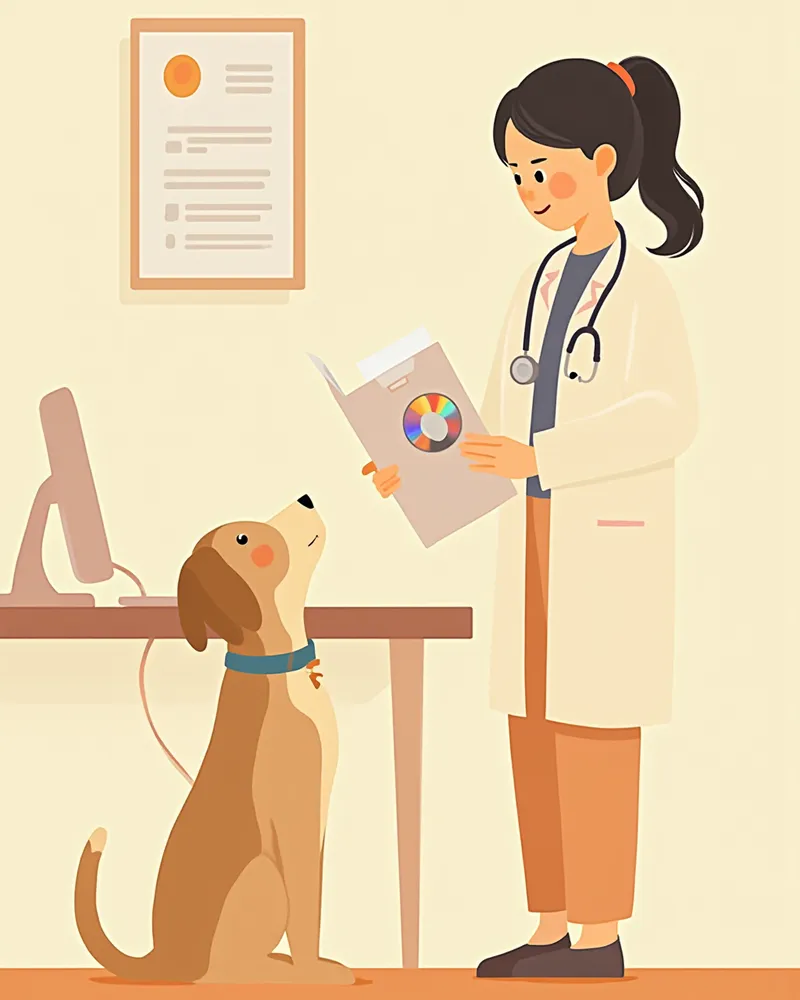 의뢰서와 영상 CD를 건네받는 보호자