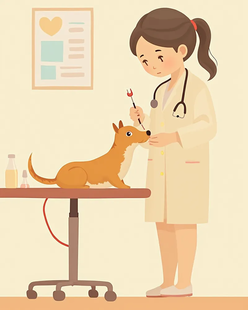 마취 전 혈액검사를 받는 강아지