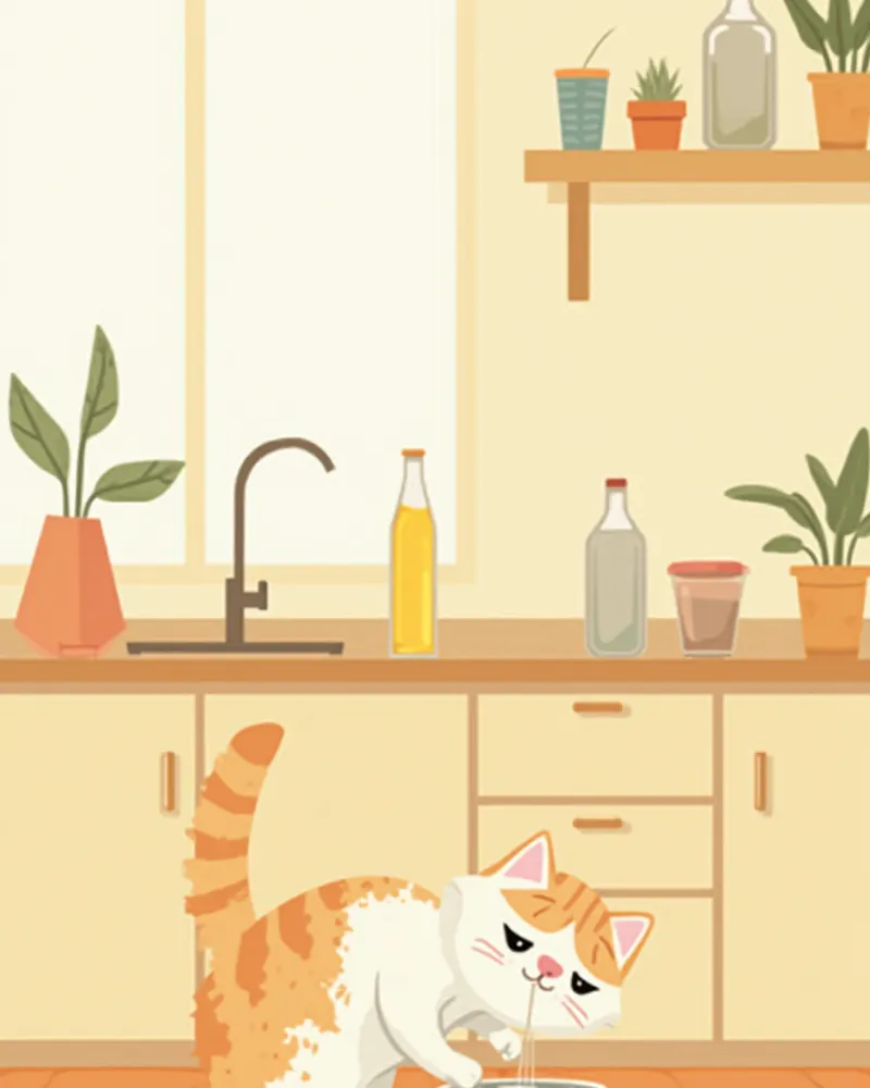 노묘초기 고양이가 정수기에서 물을 마시는 모습