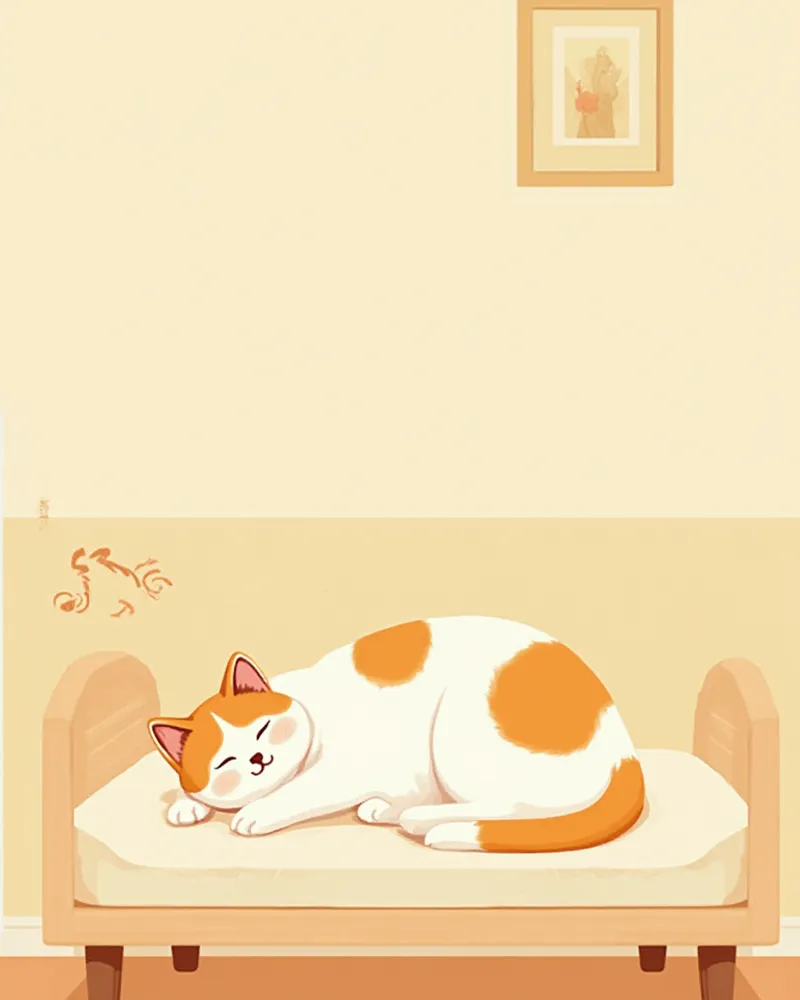 푹신한 침대에서 쉬고 있는 말기 단계 노령 고양이