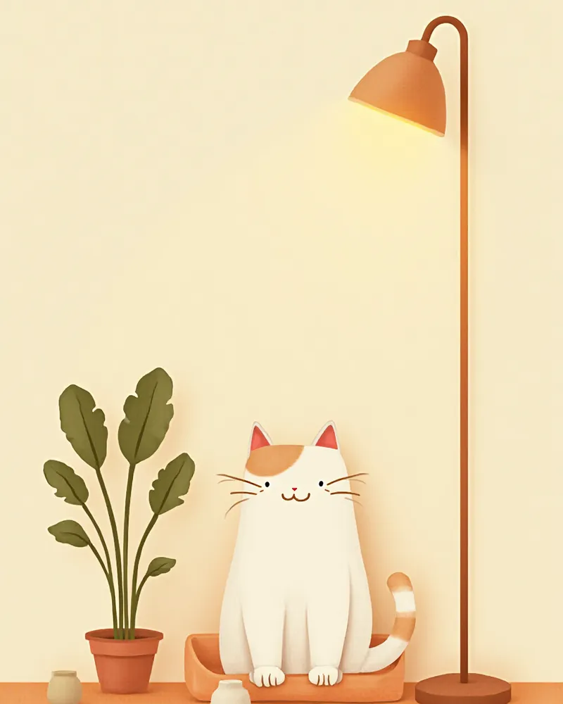 미끄럼 방지 매트와 낮은 화장실이 있는 노묘 친화 공간