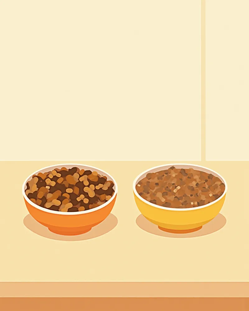 기존 사료와 새 사료를 섞는 모습