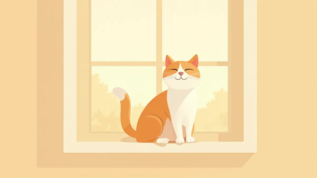 창가에 앉은 건강한 시니어 고양이