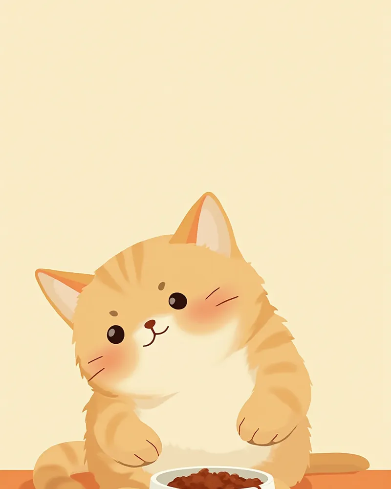 도자기 그릇에서 습식사료를 먹는 시니어 고양이