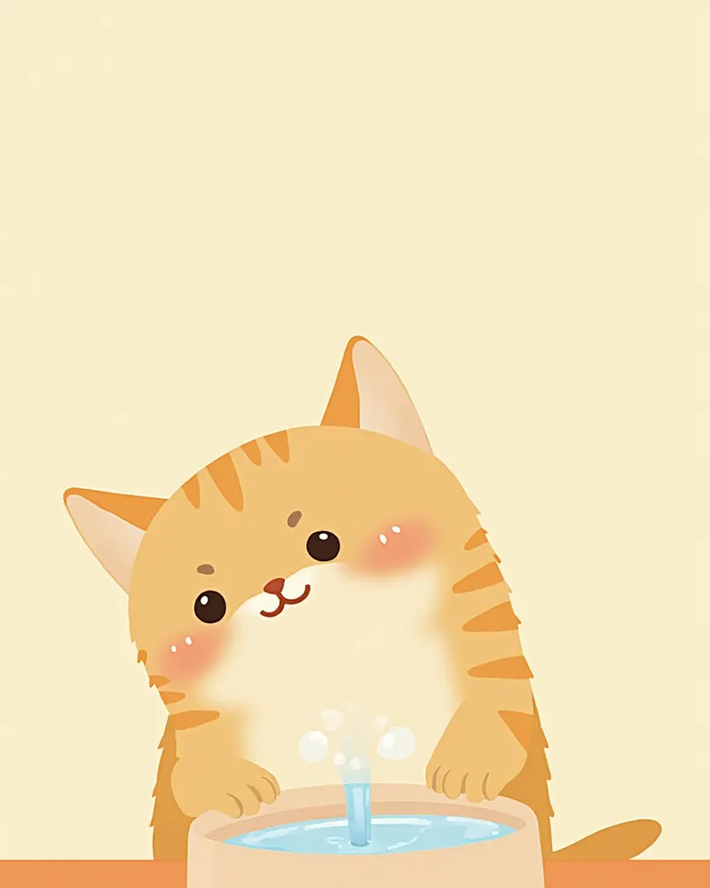 급수기에서 물을 마시는 노묘의 모습