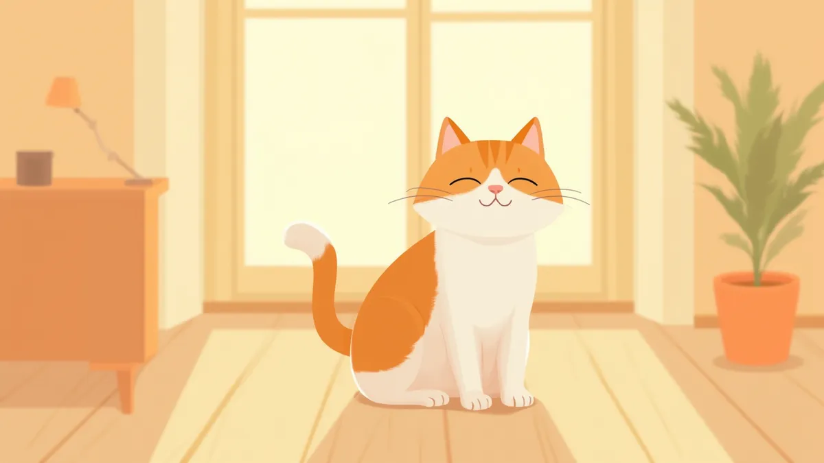 창가에서 햇살을 받으며 앉아 있는 노령 고양이