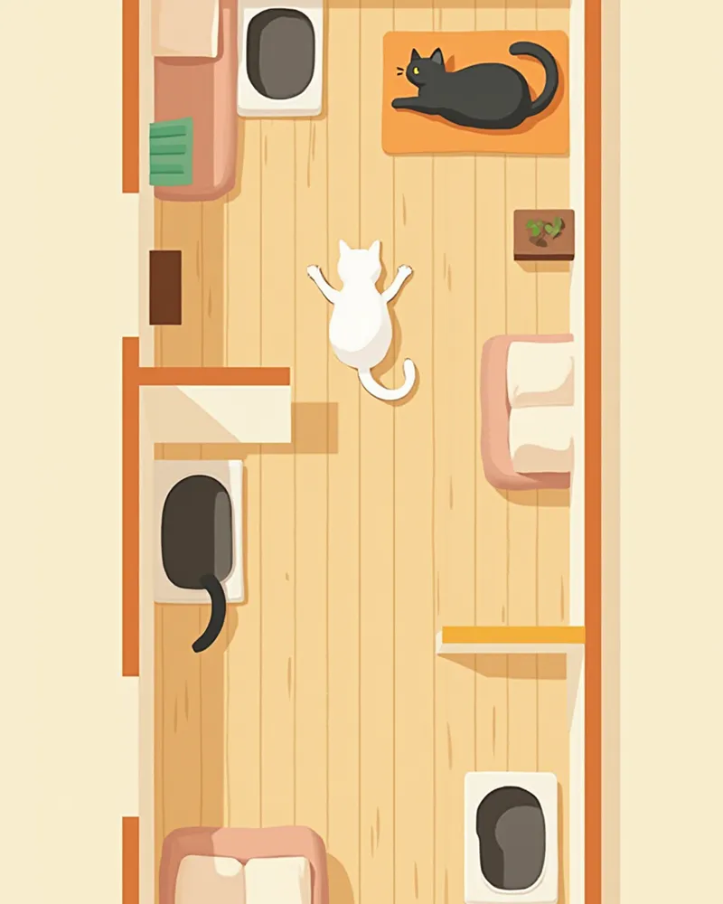 노묘 동선에 맞춘 화장실 배치