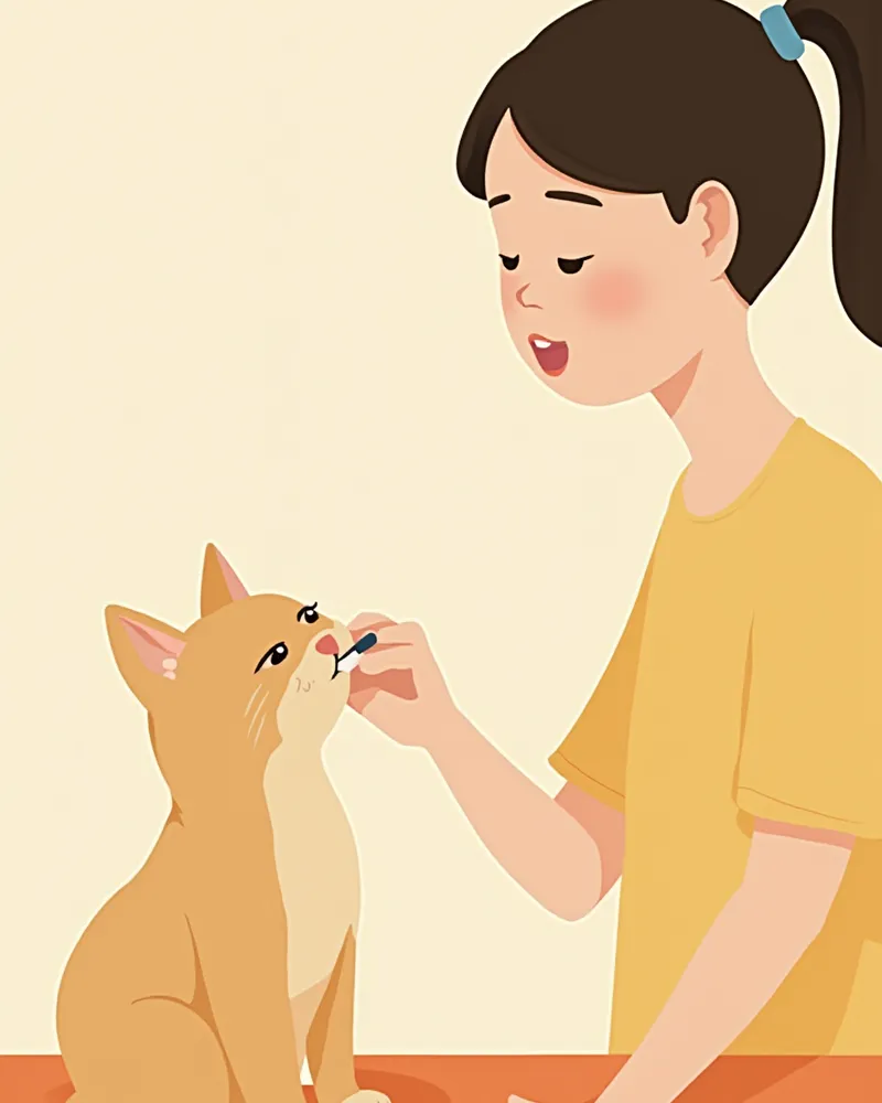 노묘의 건강 상태를 확인하는 보호자