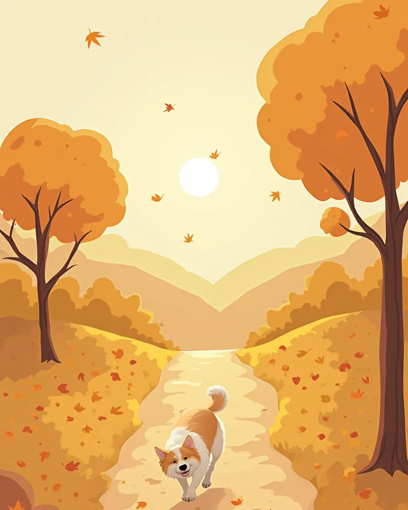 새로운 산책 루트를 걷는 노견