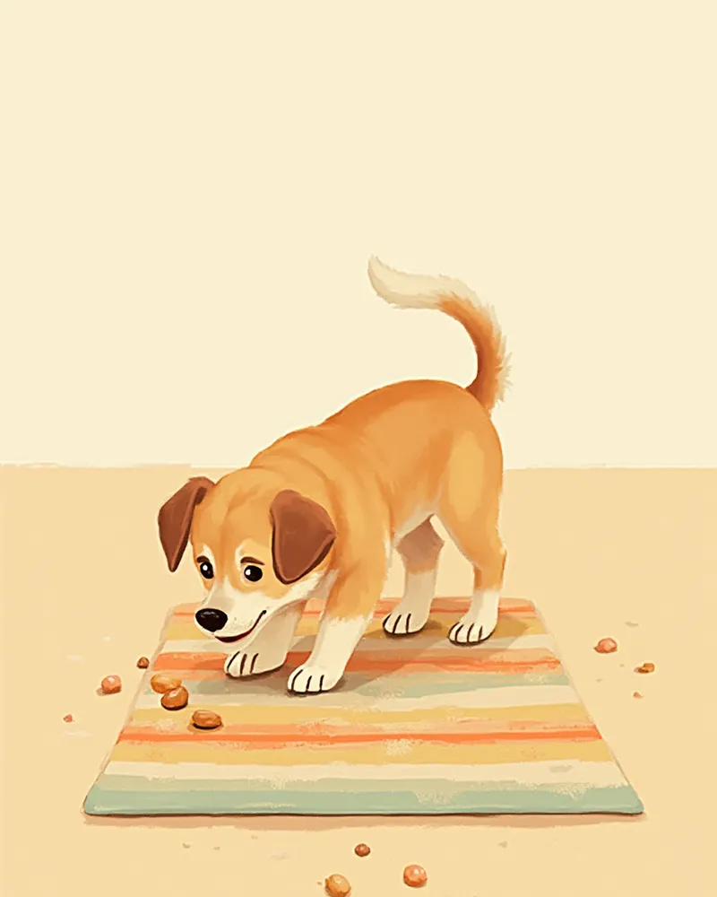 스너플 매트에서 간식을 찾는 노견