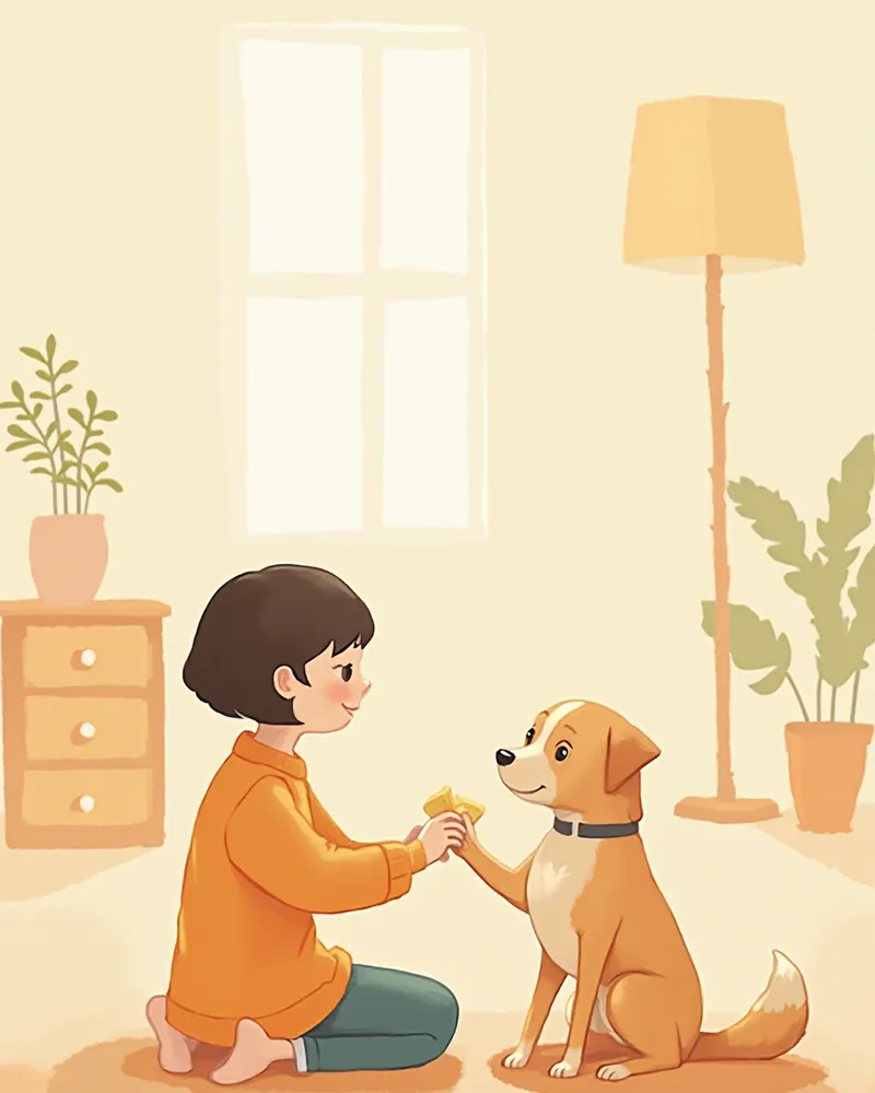 긍정 강화로 트릭을 배우는 노견