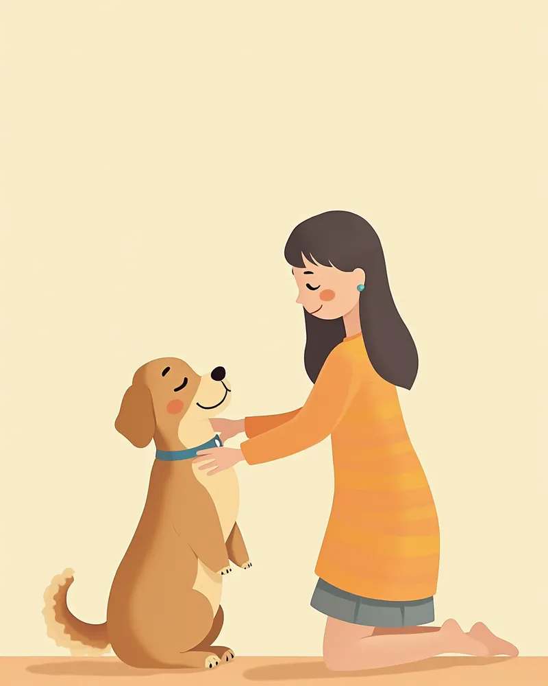 노령 강아지의 체형을 확인하는 보호자