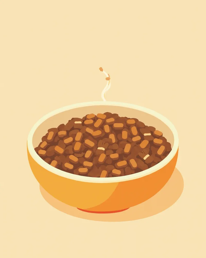 두 가지 사료를 섞어 놓은 밥그릇