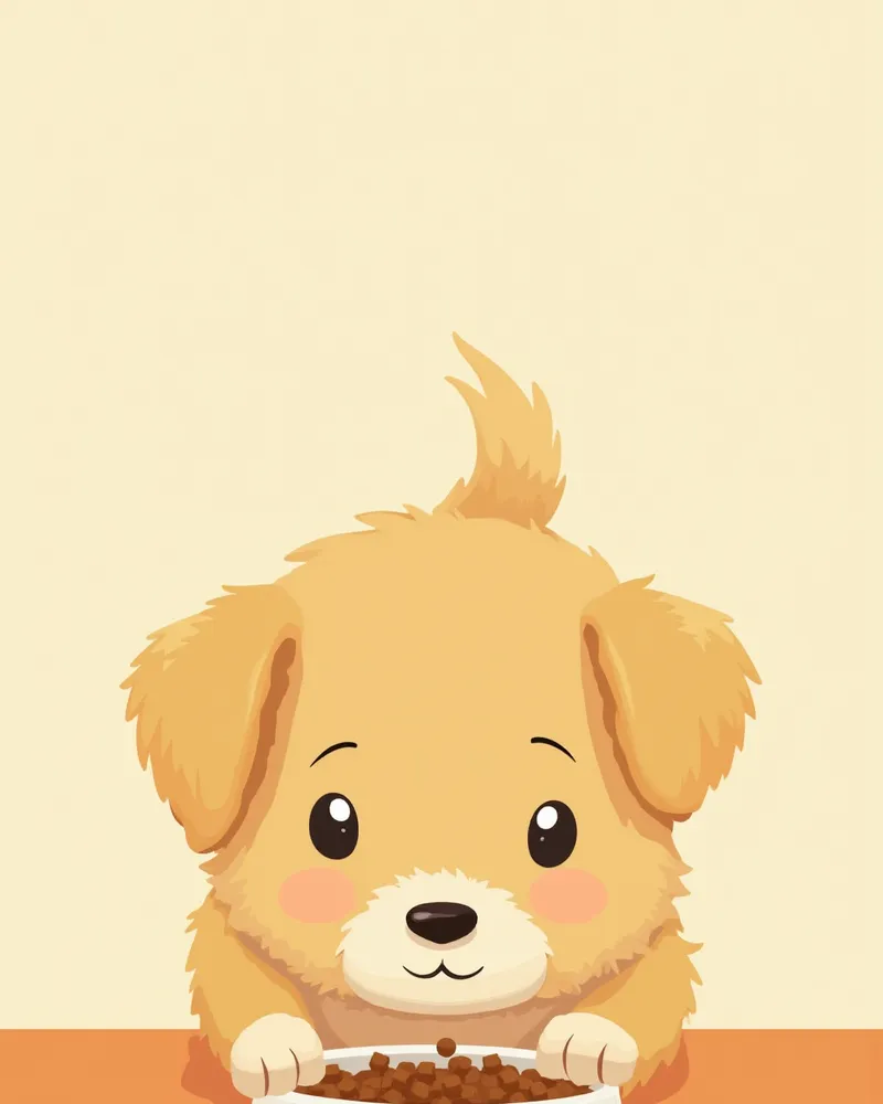 불린 사료를 먹고 있는 노령 강아지