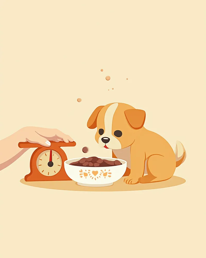 적정량의 사료를 급여받는 노령견 일러스트