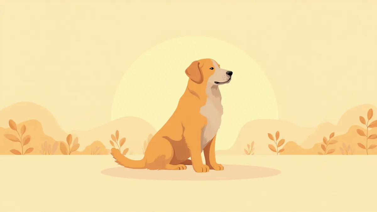 햇살 아래 편안하게 앉아 있는 노령견