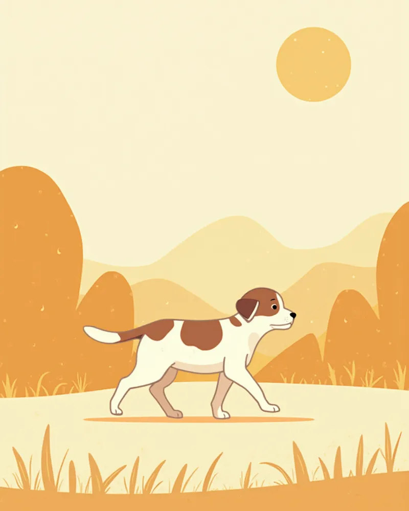 공원에서 가벼운 산책을 하는 노령견