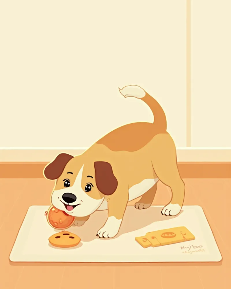 노즈워크 매트로 놀이하는 노령견