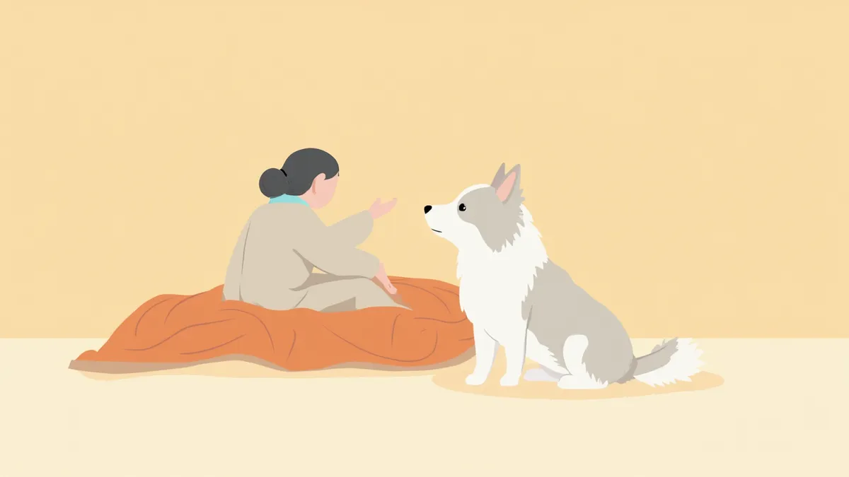 보호자가 뒤에서 부르는데도 반응하지 않는 노령견의 모습