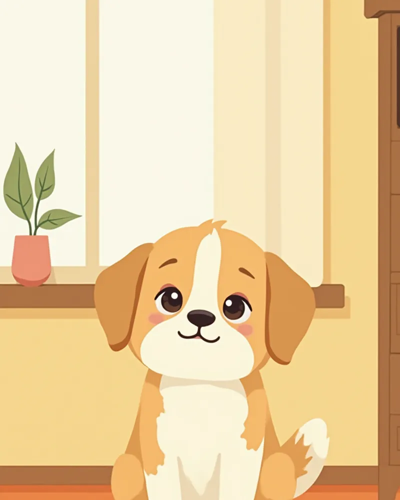 소리가 나는 방향을 찾지 못하고 고개를 갸웃거리는 노령견