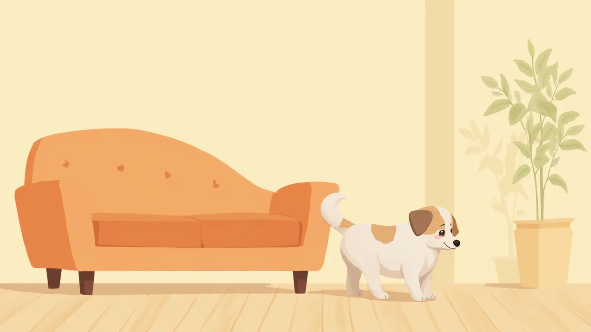 소파 끝에서 머뭇거리는 노령견