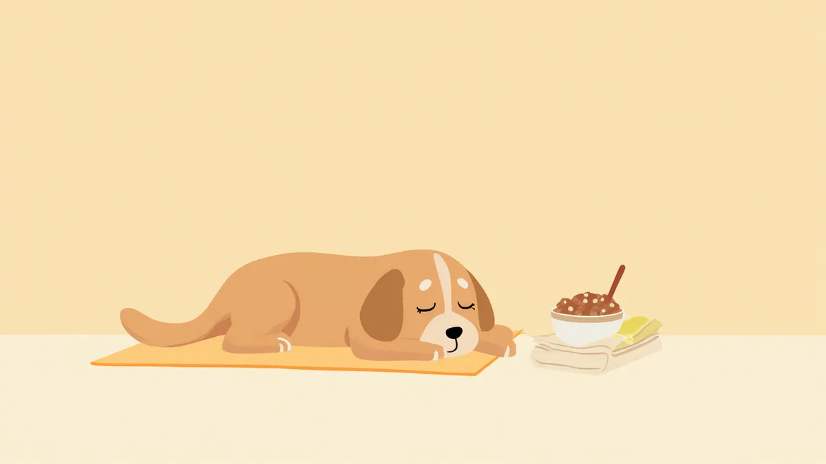 노령견 옆에 놓인 강아지용 유산균 분말