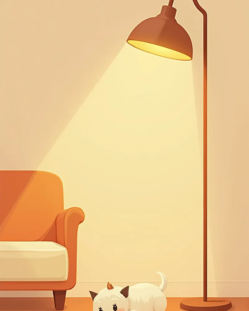 간접등과 야간 센서등이 설치된 노령견 친화적 거실