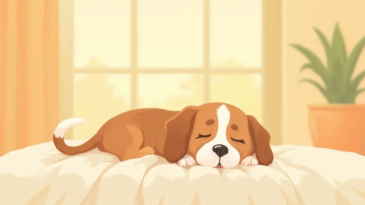 창가에서 햇살을 받으며 쉬고 있는 노령견