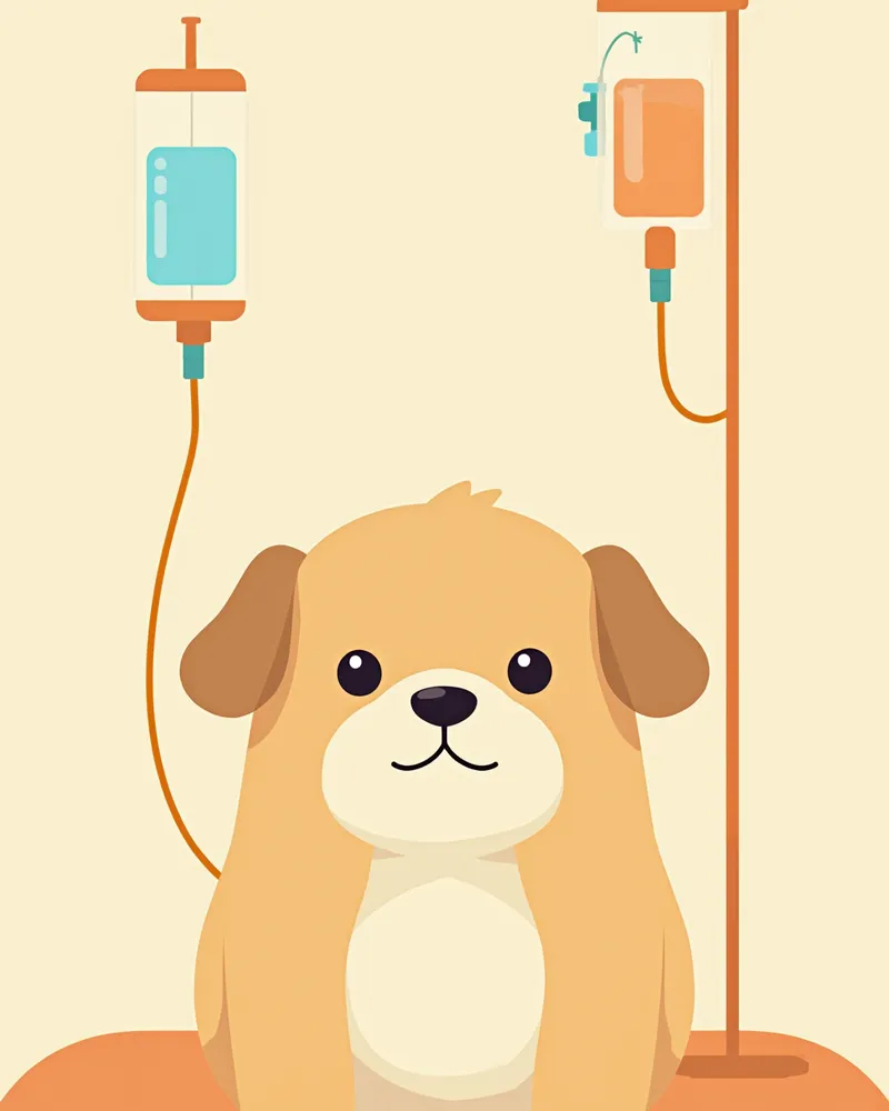 입원해서 수액 치료를 받는 강아지