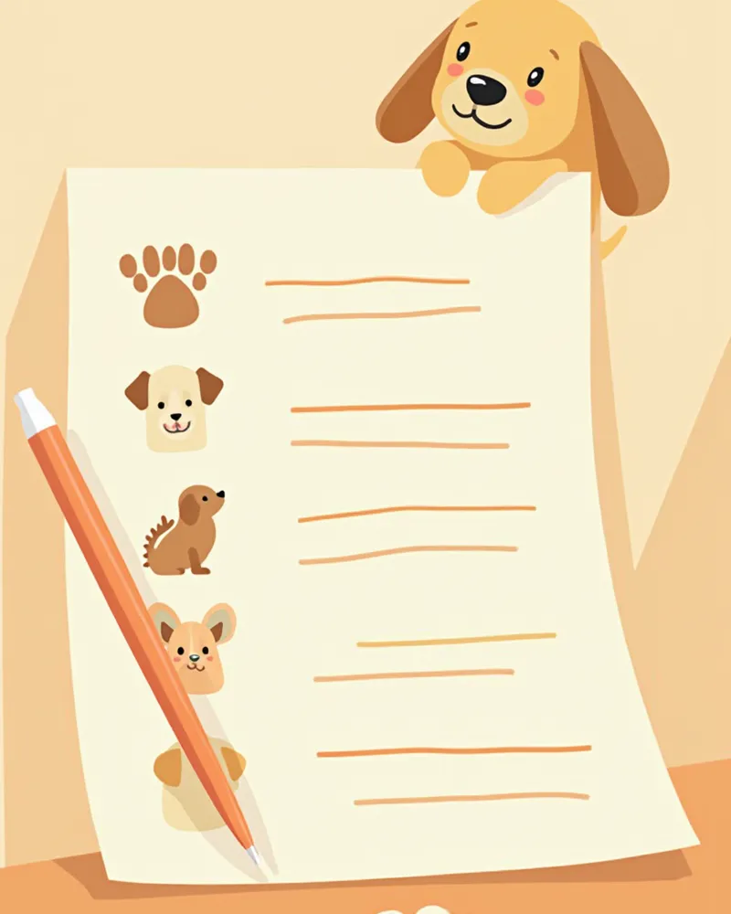 접종 기록과 건강검진 서류가 놓인 책상과 강아지 발