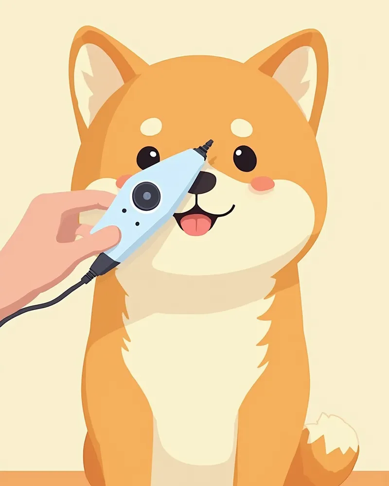 안과 검진 중인 시바이누의 눈