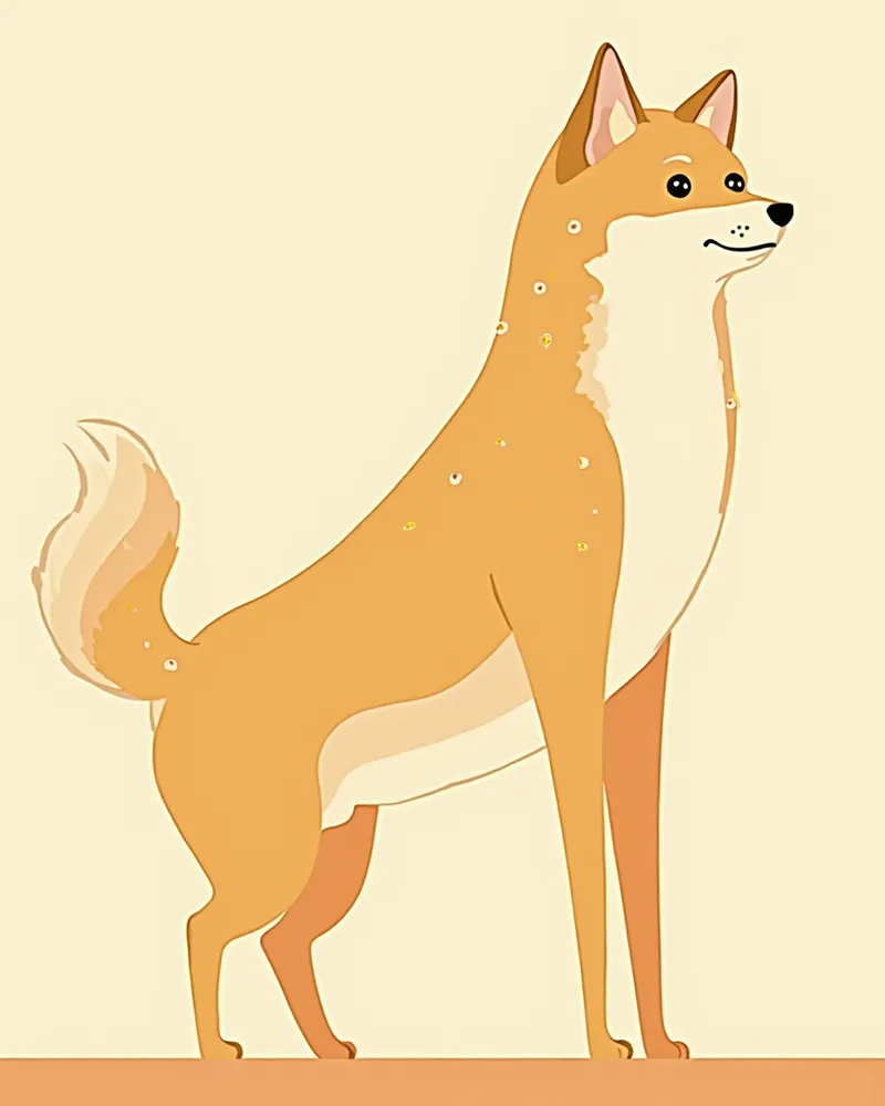 목욕 후 블로워로 건조 중인 시바이누