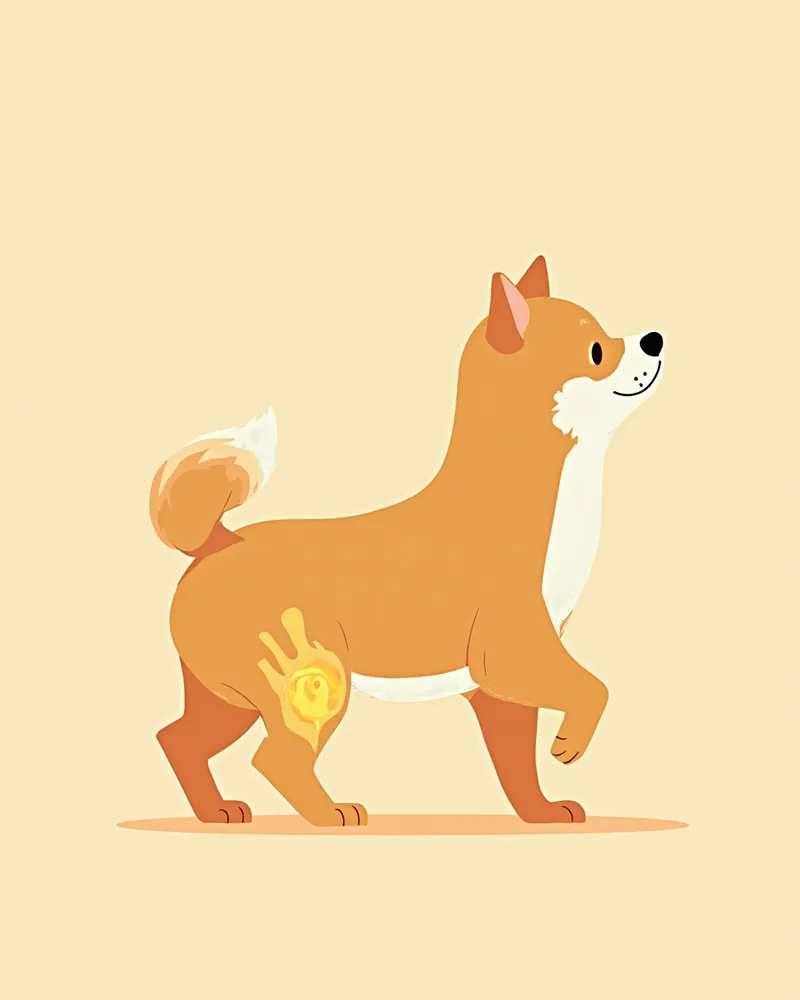 뒷다리를 살짝 들고 걷는 시바이누