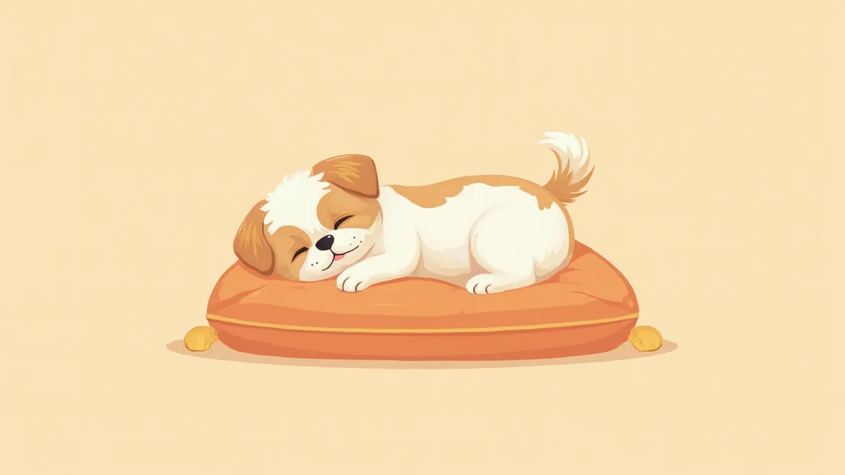 쿠션에 편안히 누워 있는 시츄의 모습