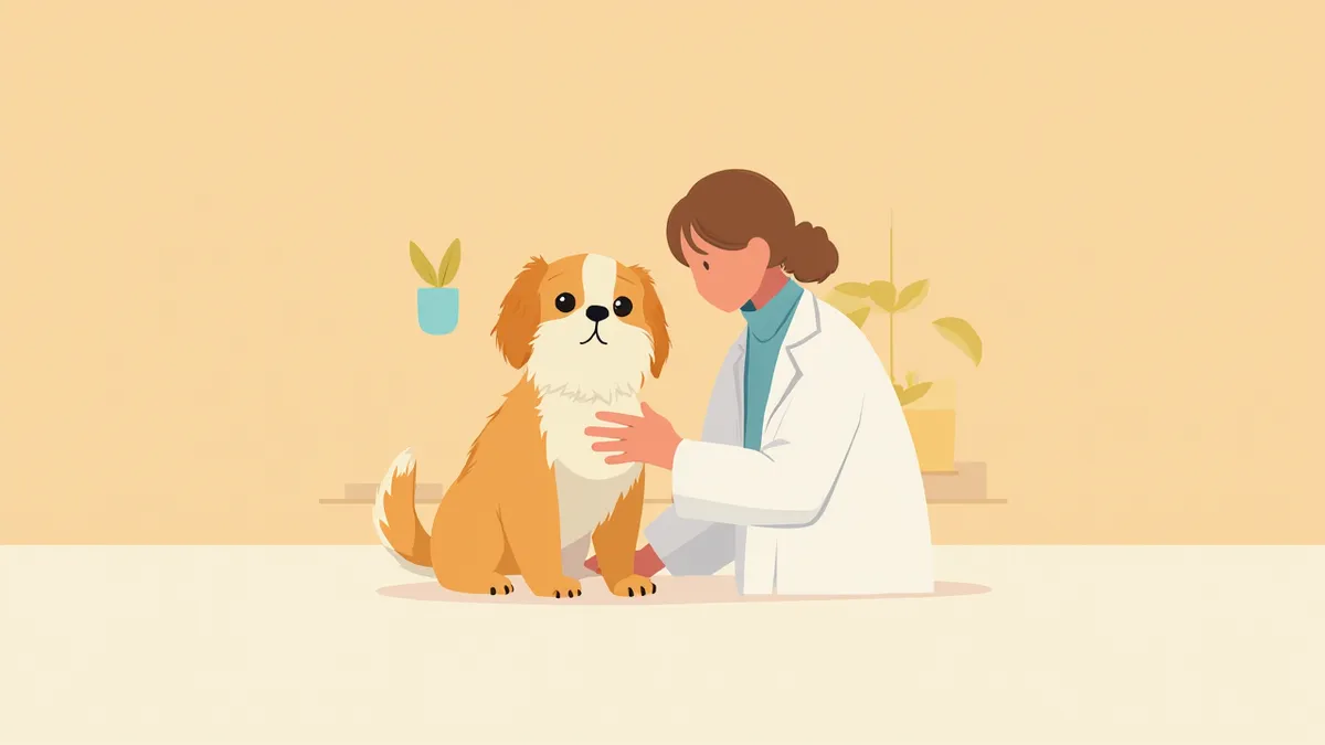 수의사에게 검진받는 시츄