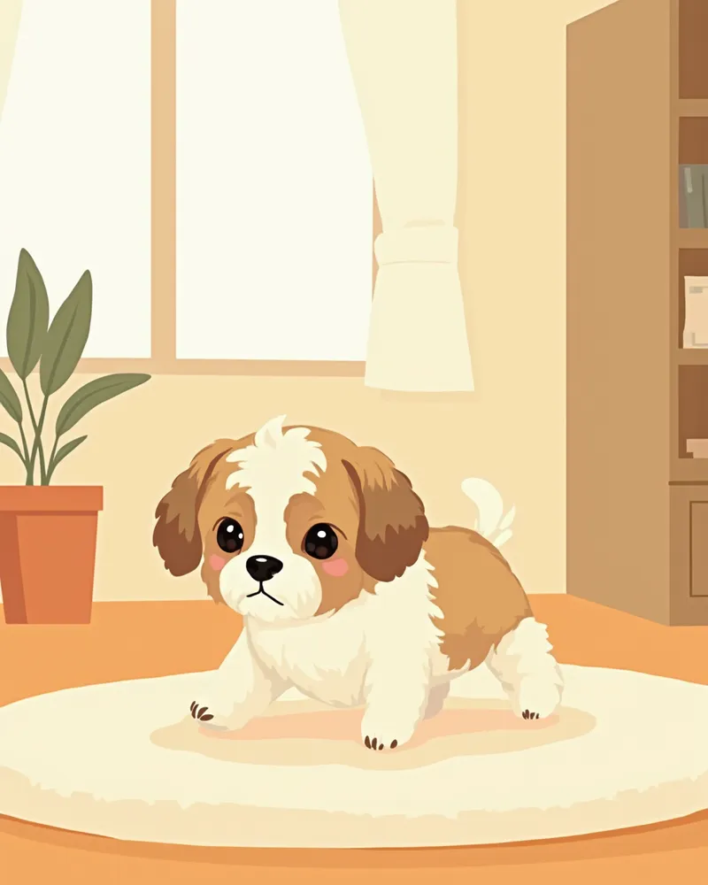 집에서 걷는 시츄의 뒷다리 모습